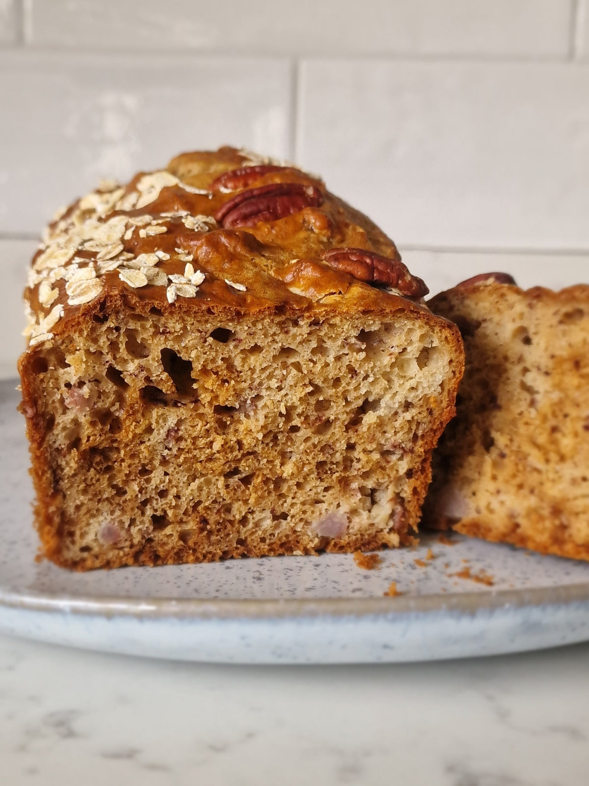 Lower Sugar Banana Bread | Honey, Oat & Pecan Family Bake