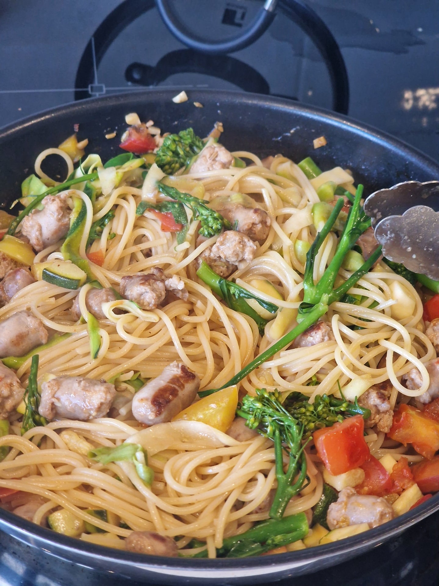 Sausage, Courgette and Pepper Spaghetti - An Easy Family Dinner