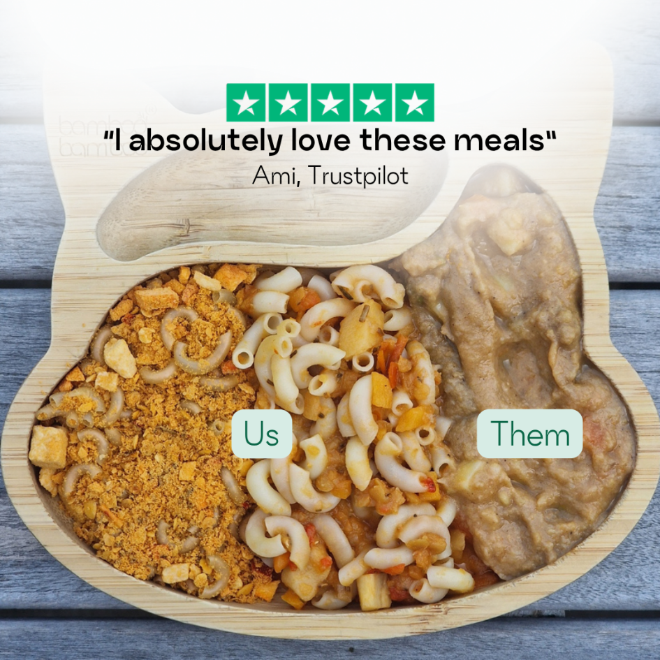 More Toddler Meals showing the health benefits of our toddler meals against other branded products. 